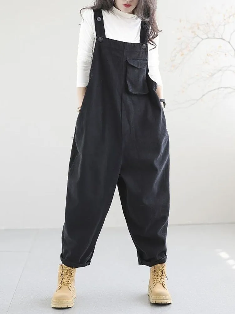 Women's Cotton Dungarees with Relaxed Fit