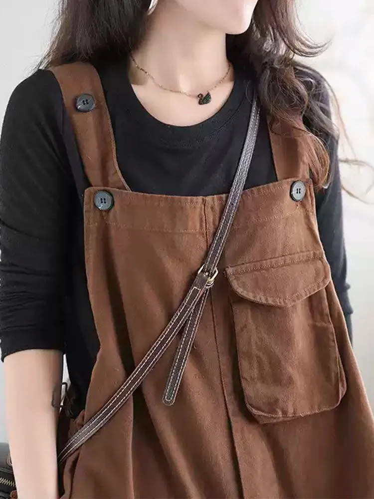 Women's Cotton Dungarees with Relaxed Fit