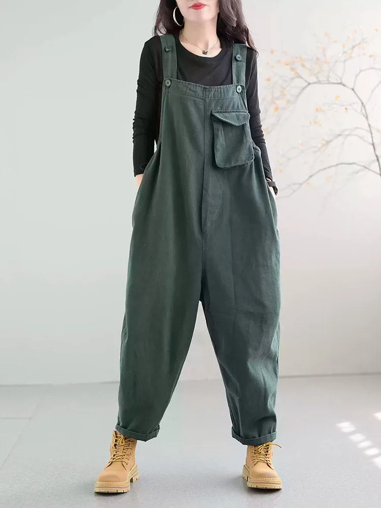 Women's Cotton Dungarees with Relaxed Fit