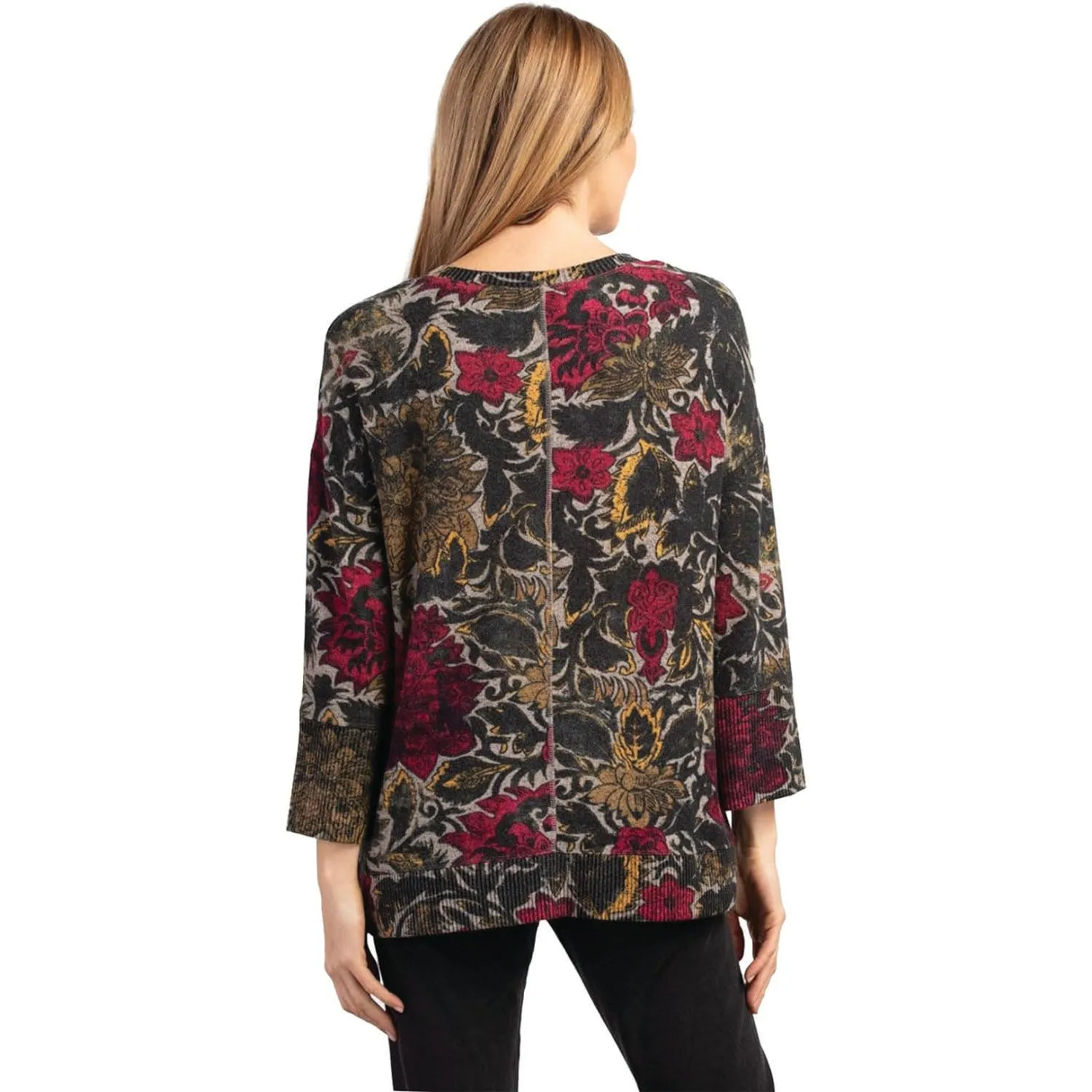 Women's Habitat Rib Trim 3/4 Sleeve Boxy Crew Eastern Floral