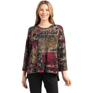 Women's Habitat Rib Trim 3/4 Sleeve Boxy Crew Eastern Floral