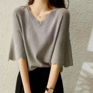 Womens Light Weighted Loose Fit Knitted Top
