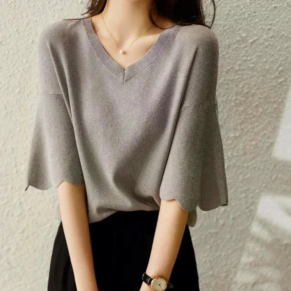 Womens Light Weighted Loose Fit Knitted Top