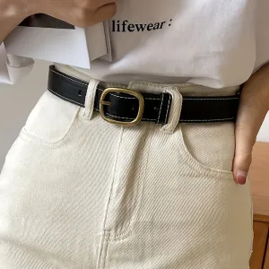 Women's PU Belt Square & Round Buckle Versatile for Dresses Jackets Jeans