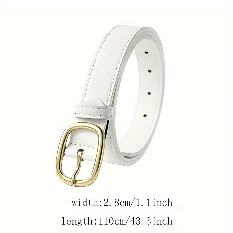 Women's PU Belt Square & Round Buckle Versatile for Dresses Jackets Jeans