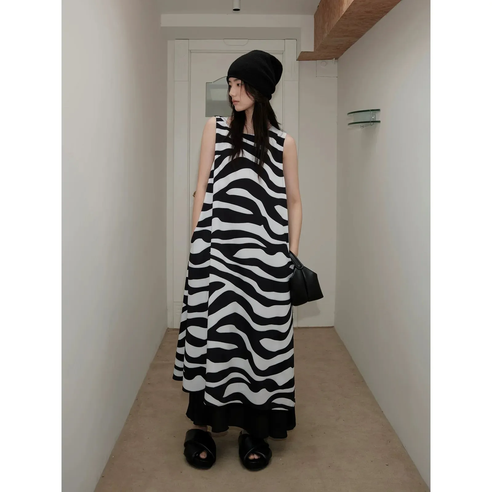 Zebra Print Asymmetrical Vest Dress