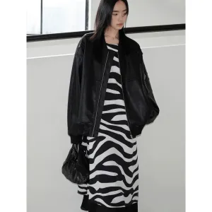 Zebra Print Asymmetrical Vest Dress